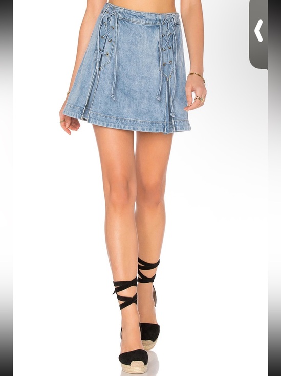 Free People Dresses & Skirts - NWT Free People Lace Up Denim Skirt Light Denim 6